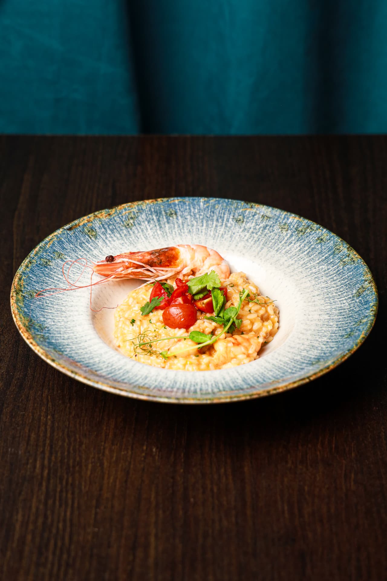 Prawn and rice dish served at Enora in Lisbon